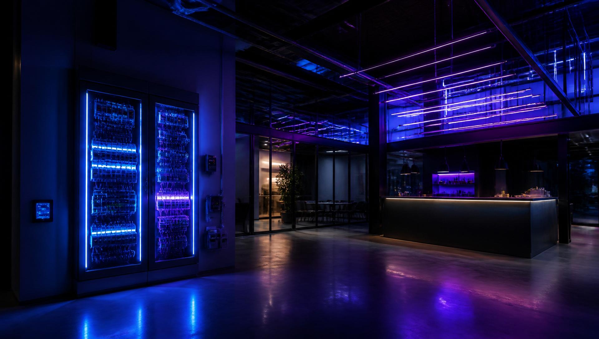 Modern commercial building with electrical infrastructure